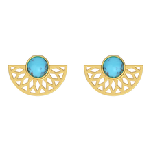 Load image into Gallery viewer, Mayan Cut Out Turquoise Earrings
