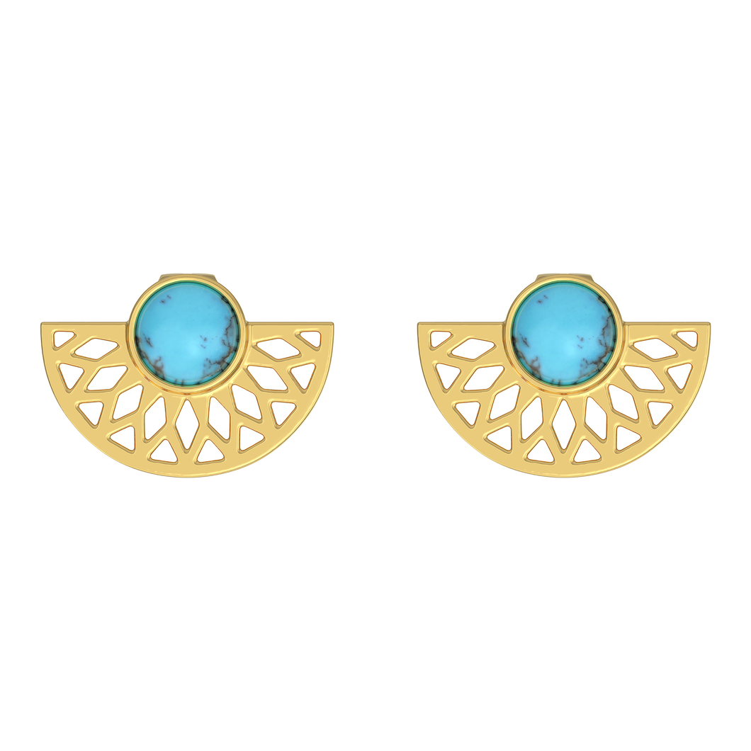 Mayan Cut Out Turquoise Earrings