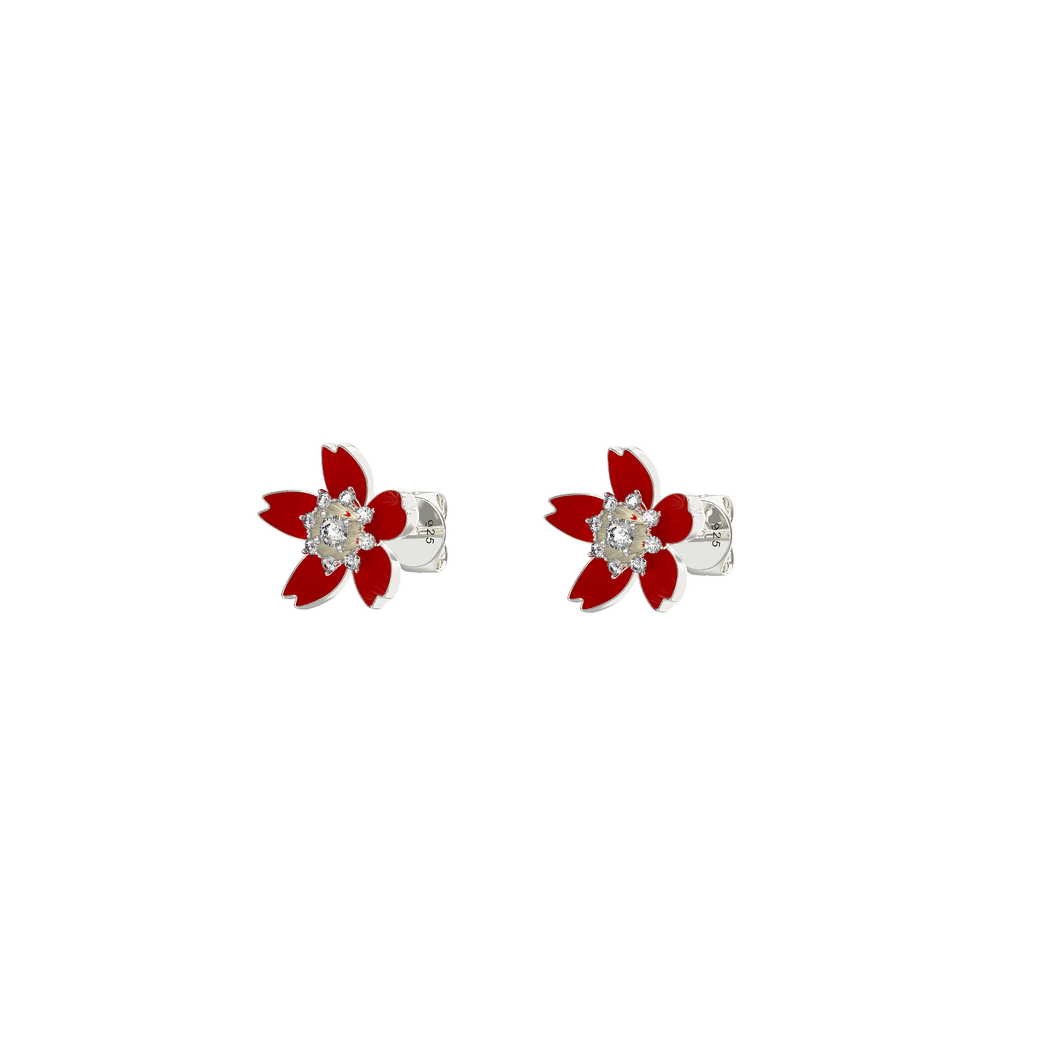 Red Crystal Blossom Earrings